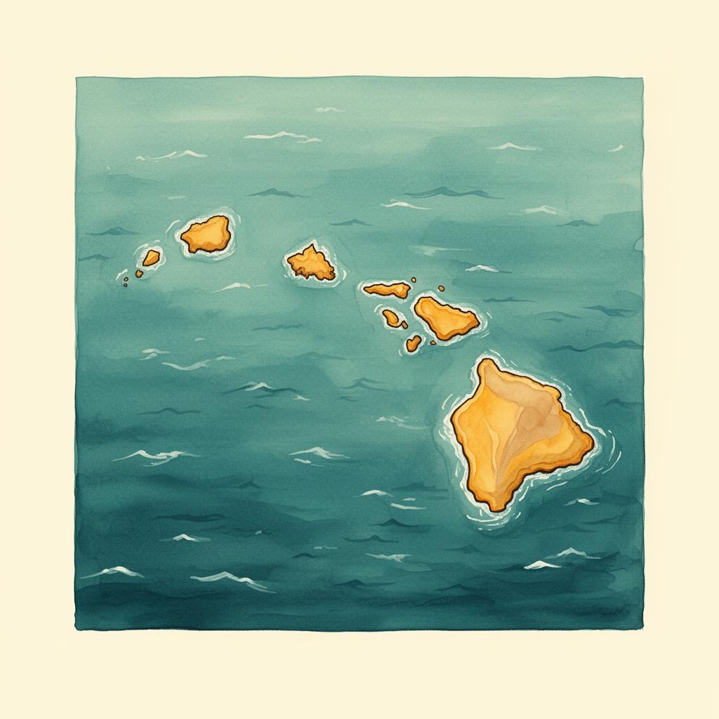 Illustrated map of the Hawaiian islands